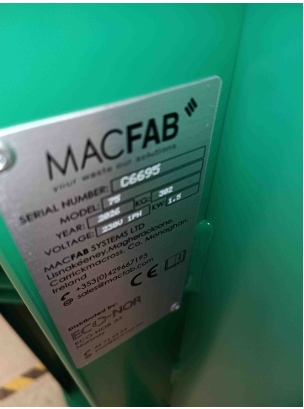 NY MACFAB 75 MED MINDRE FRAKTSKADER – SERIENUMMER MFC6695 - ECO-NOR AS