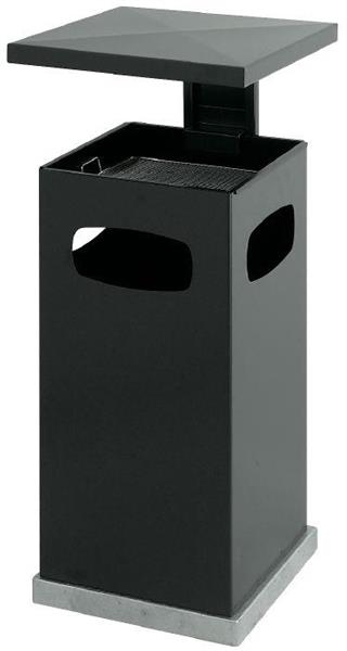 Avfallsbeholder 70L i metall med askebeger