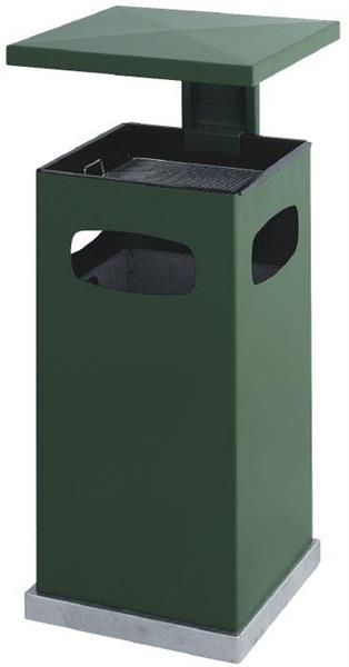 Avfallsbeholder 70L i metall med askebeger